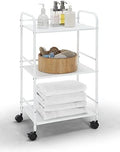 SunnyPoint 3-Tier Rolling Utility Cart – Metal Storage Organizer with Wheels, Mobile Kitchen Cart, Office & Home Organizer, White, 12" D x 16.92" W x 31.1" H by SunnyPoint