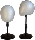 2 PACKS Adjustable wig or hat black styrofoam abstract mannequin head holder stand (13”to 17”)(AD02-White Egg) by FASHION+DO