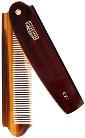Uppercut Deluxe CT7 Flip Comb – Folding Pocket Hair Comb for Men, Travel Size Styling Comb, Durable Plant Cellulose Acetate, Fine & Medium Teeth, Portable Grooming Comb for On-The-Go Hair Styling by UppercutDeluxe