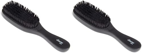 Diane 7-Row Boar Bristle Wave Brush – Soft 100% Boar Bristles for Fine to Medium Hair, 360 Waves, Smoothing & Polishing, Gentle on Scalp, Real Wood Handle, Beard & Mustache Styling (Pack of 2) by Diane