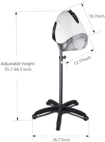 1000W Professional Hooded Hair Dryer,Standing Blow Hair Dryer with Cap and Wheels,Temperature and time are Adjustable,Suitable for Salon and Home - Image 3