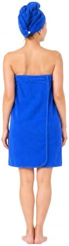 FakeFace Womens Bath Towel Dress Wrap Shower Spa Robe Hair Turban Cap Set - Image 3