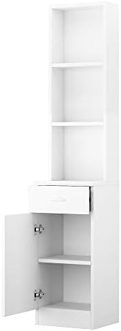 OmySalon Salon Hair Styling Station, Barber Storage Cabinet, Salon Equipement with 5 Compartments, 1 Drawer, 1 Door (White) by OmySalon