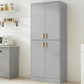 Cozy Castle Kitchen Pantry Cabinet, 71" Tall Wood Storage Cabinet with Doors and Shelves 4 Doors Freestanding Cupboard for Dining Room Living Room Furniture, Gray by CozyCastle