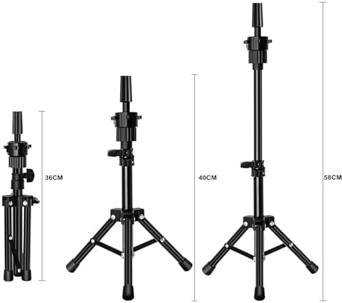 Wig Stand Tripod Mini Adjustable Metal Holder for Hairdresser Practice Training Style Display Mannequin Head Foam Styrofoam Block Canvas Head - Image 5
