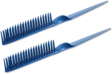 SIMPOR 3 Row Hair Comb for Natural Detangling, Hair Styling Brush, Nylon Bristle Unbraider Teasing Rat Tail Comb for Women Men Blue by SIMPOR