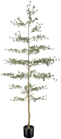 LYERSE Black Olive Tree Artificial 8ft with Natural Trunk, Realistic Leaves by Home