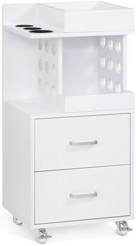 Salon Trolley with Drawers & Holders, Mobile Cart for Salon 2492 (White) by BarberPub