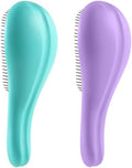 Detangling Hair Brush Set - 2 Pack Detangler Hairbrush with Ultra Soft Bristle for Effortless Tangle Removal - For Dry Wet Damaged Curly Hair for Men Women Girls Boys Kids - Purple & Green by Aussumy