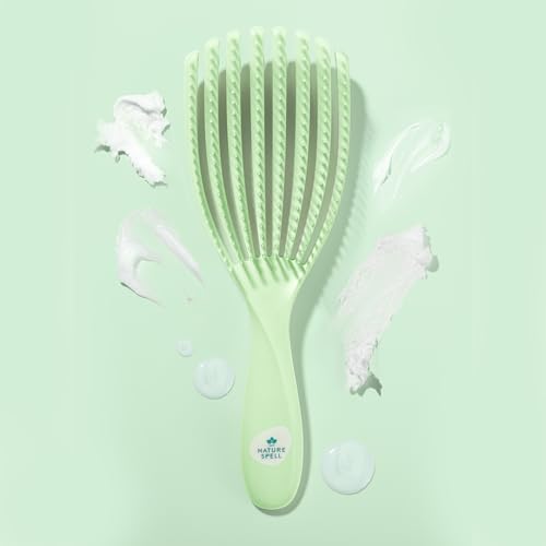 Nature Spell FlexiFlow Detangling Hair Brush, Flexible Strands, Green - Image 4