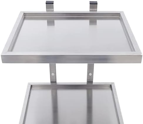 2Tier Metal Rolling Cart, Foldable Utility Carts, Salon Tray Trolley Silver - Image 3