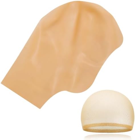OCTERIC 2/4/6/8/10 Pcs Latex Bald Cap for Halloween, Realistic Bald Cover with Nylon Wig Cap for Cosplay Party Costume Makeup by OCTERIC