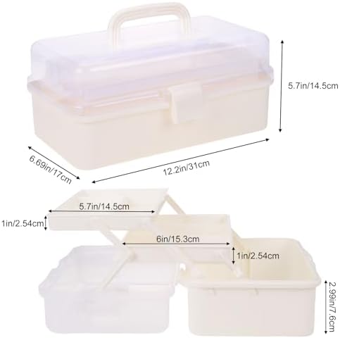 Tackle Box, 3-Layer Craft Sewing Medicine Art Hair Tool Organizer White - Image 2
