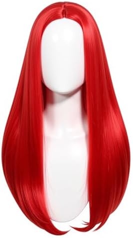 Long Red Staight Wig for Girls Middle Parting Wig for Kid Halloween Cosplay Wigs (Red/Straight) - Image 4