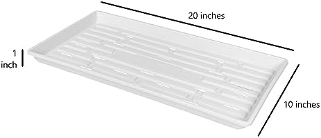 SUNPACK 10" x 20" Heavy Duty Shallow Plastic Seed Starting Tray, White, 1" - Lined with Drainage Holes for Excess Water and Aeration, Ideal for Greenhouses or Indoor Gardening - Image 3