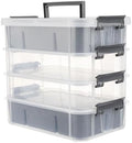 CraftGenes Craft Organizers and Storage, 4-Tier 10 Qt Box, 2 Trays, Grey by CraftGenesTools
