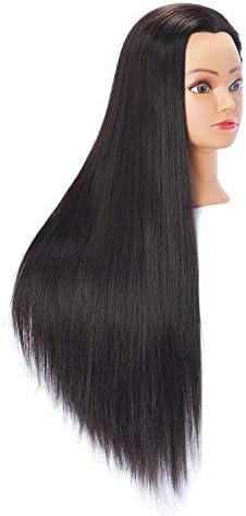 Hairingrid 26"-28" Mannequin Head Hair Styling Training Head Manikin Cosmetology Doll Head Synthetic Fiber Hair and Free Clamp Holder (Black) - Image 3
