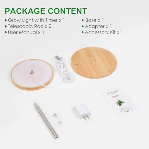 LORDEM Indoor Plant Light, Bamboo Desk Lamp with Timer - Image 7