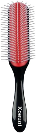Classic Styling Curly Hair Brush. 9 Row Black Brush for Detangling, Separating, Shaping. For Women and Men Wet or Dry Hair. by Koeuoi