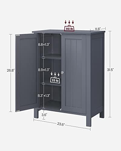 VASAGLE Bathroom Floor Storage Cabinet, 2 Adjustable Shelves,Slate Gray - Image 3