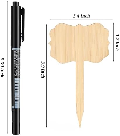 OBTANIM 75 Pack Bamboo Rectangle Plant Labels with A Marker Pen, Garden Markers Sign Plant Tags for Seedling Potted Herbs Flowers Vegetables - Image 2