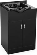 SyyBhb Black Shampoo Bowl Cabinet for Salon, Backwash Shampoo Station with Storage and Plastic Bowl by SyyBhb
