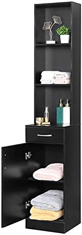 Wall Mount Salon Station, Hair Stylist Storage Cabinet Barber Station Beauty Hair Salon Spa Equipment with 5 Compartments 1 Drawer (Black) - Image 4