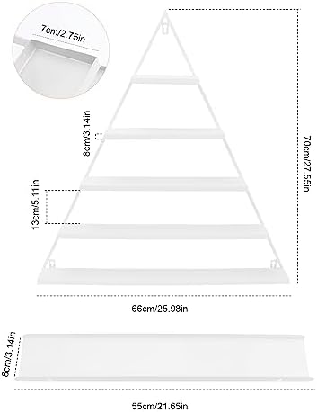 EBANKU 6PCS Nail Polish Racks 5 Tiers Nail Polish Shelf for Wall Triangular Display Rack Cosmetic Display Cases Lipstick Perfume Wall Shelf Essential Oil Organizers for Home Spa Nail Salon Shop(White) - Image 3
