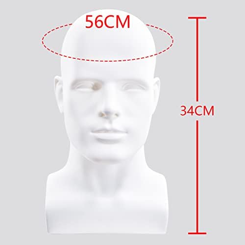 FanLin Male Mannequin Head Professional Manikin Head for Display Wigs Hats Headphone Mask Sunglasses Jewelry and Scravat Display Stand (Matte white) - Image 2