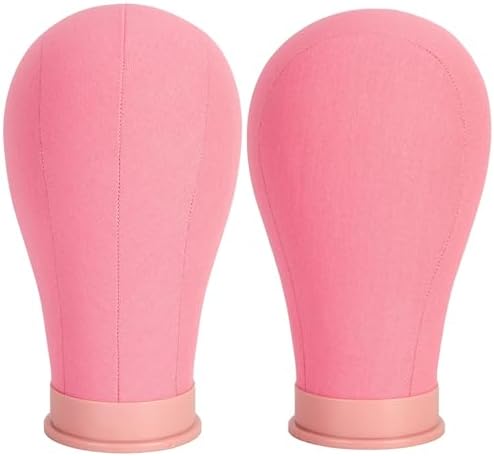 22 Inch Wig Head Canvas Head with Stand Cork Canvas Mannequin Head with Wig Head Stand Manikin Head Block Set for Wigs Trimming Making Display with T Pins Set (Pink) - Image 2
