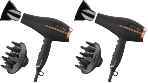 Infiniti PRO by CONAIR Hair Dryer,1875W Blow Dryer with Diffuser and Concentrator,Ceramic Technology,3 Heat & 2 Speed Settings,Cold Shot Button,Black,(Pack of 2) by conair