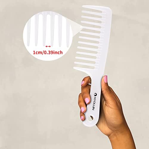 HYOUJIN Large Wide Tooth Comb Detangling for Curly,Wet,Dry Hair,White - Image 2