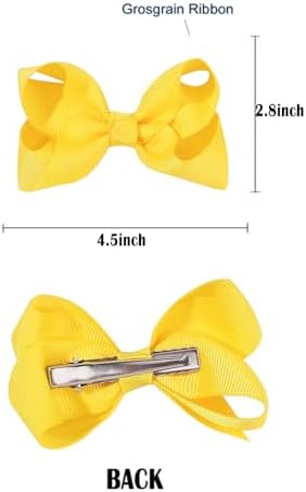2 PCS 4.5inchs Hair Bows for Girls Grosgrain Ribbon Hair Bow Alligator Clips Hair Accessories for Baby Girls Toddlers(Yellow) - Image 2