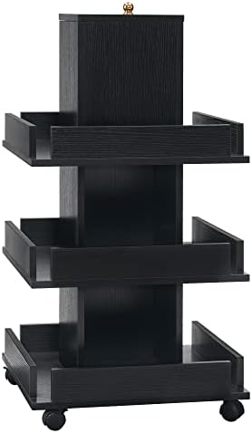 BarberPub 3-Tier Kitchen Trolley with Wheels, Tool Storage Organizer 2038 (Black) by BarberPub
