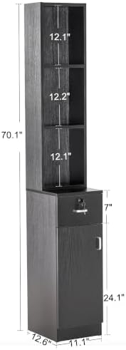 BarberPub Wall Mount Hair Styling Barber Station3036-1(Black) - Image 3