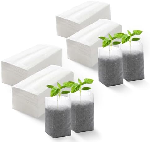 Plant Grow Bags 5.5"x6.3"200pcs Biodegradable Planting Bags Seed Starter Pots Non-Woven Seedling Nursery Pots Home Garden Supply for Vegetable Flower Fruit Tree by Unknown