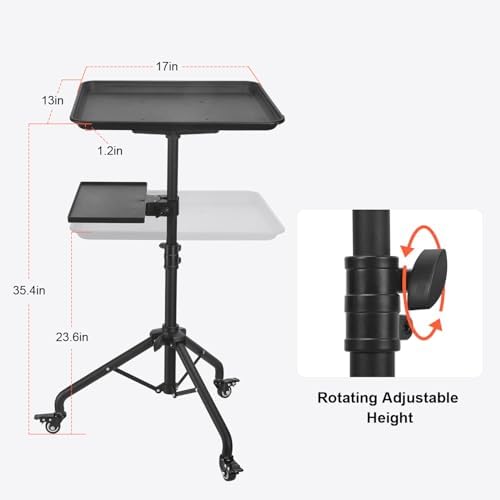 Salon Tray Cart on Wheels, Tattoo Tray with Storage Platform, Adjustable Height Service Rolling Tray, Storage Tray Trolley for Beauty Clinic Spa, Rolling Tray Cart - Image 5