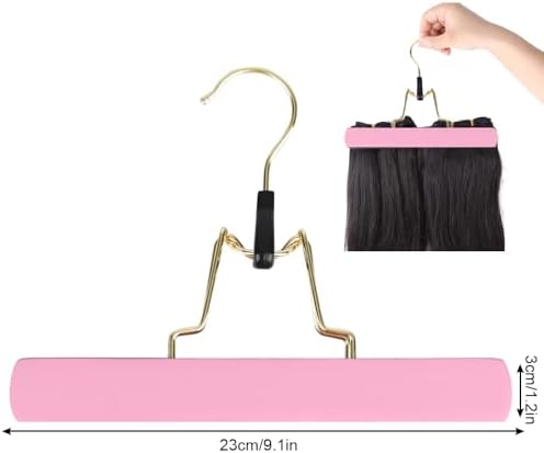 Hair Extension Hanger 2PCS Wooden Storage Holder for Hairpieces Pants Hanger for Clothes Pants Carrier Wig Holder with Double Anti-Slip Stickers - Image 3
