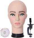 Bald Female Mannequin Head 21.6 Inches Big Head Circumference Makeup Training Head Wig Head Professional Cosmetology for Wig Making Hat Helmet Glasses Display Head Model with Clamp Stand by Unknown