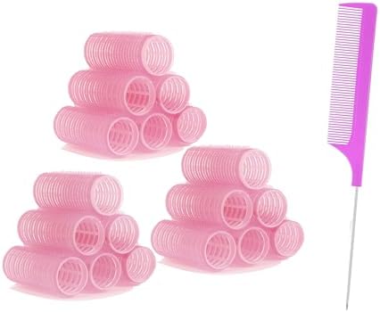 ZMD 18Pcs Self Grip Small Hair Rollers Curlers, Plastic Rollers Heatless Curlers Salon Dressing Curler DIY Curly Hair Hairstyle Roller for Women Girls Short Thin Fine Hair (0.8 x 2.4 Inch) by ZMD