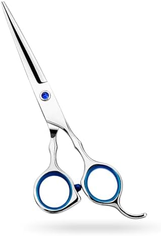 Regular Hair Cutting Shears Professional Barber Scissors Home Blue Detachable Finger Ring for Men Women Kid by Himart
