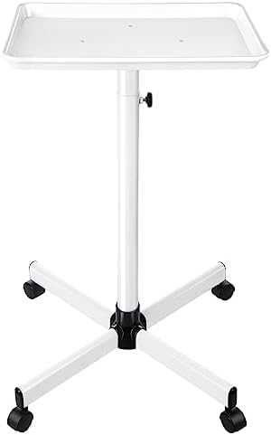 White Salon Tray, Salon Rolling Tray Cart with Wheels,White Tattoo Tray Adjustable Salon Color Tray Suitable for a Minimalist Environment，Suitable for Medical Tray, Dental Tray - Image 5