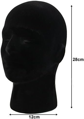 Styrofoam Mannequin Head, 20" Head Circumference Foam Wig Stand for Styling & Display, Headset/VR Holder, Hat Cap Sunglasses Display Head, Black - Image 4