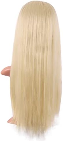 MapofBeauty 24 Inch Long Straight Flat Bangs Party Cosplay Wig,Mixed Blonde - Image 4