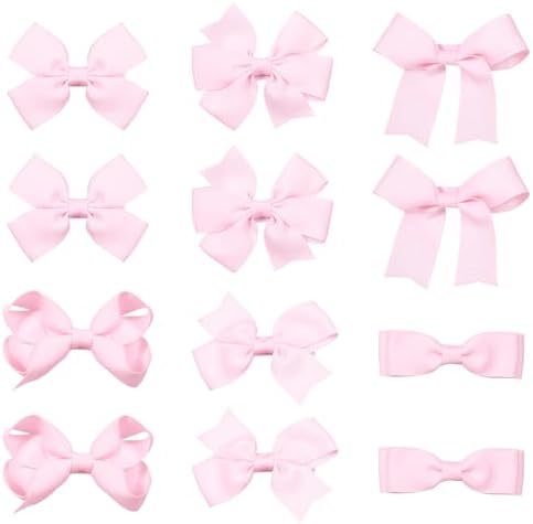 3" Hair Bows for Girls,12Pcs Pink Handmade Grosgrain Ribbon Bow Alligator Clips Barrettes, Everyday Valentines Birthday Party Decor Accessories Gift for Toddlers Teens Baby Kids by KCHIES-AccessoryCollection