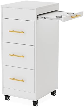 Wood Salon Trolley with Wheels - Mobile Storage Organizer for Hair Stylist, Barbershop & Spa by mefeir