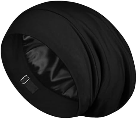 LULUSILK 100% Mulberry Silk Bonnet for Sleeping Women and Men, Black by LULUSILK