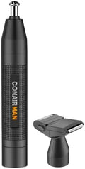 ConairMan Nose Hair Trimmer for Men, For Nose, Ear, and Eyebrows, Patent 360 Bevel Blade for No Pull, No Snag Trimming Experience, Cordless Trimmer 2 piece Set with Detail and Shaver Attachments by conair