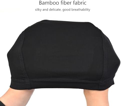 2 Pcs Wig Caps Bamboo Fiber Wig Cap Elastic Breathable Wigs Grip Cap Wig Liner Cap (Black) - Image 3