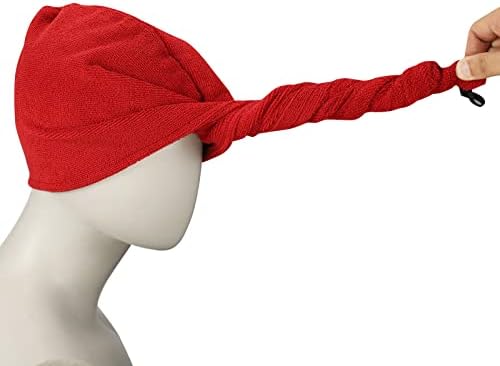 Microfiber Hair Drying Turban for Wet and Curly Hair, Wrap Towel With Button (Red, 10x28) - Image 4